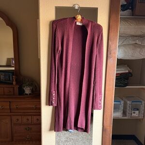 RD Style Burgundy Long Sleeve Cardigan
